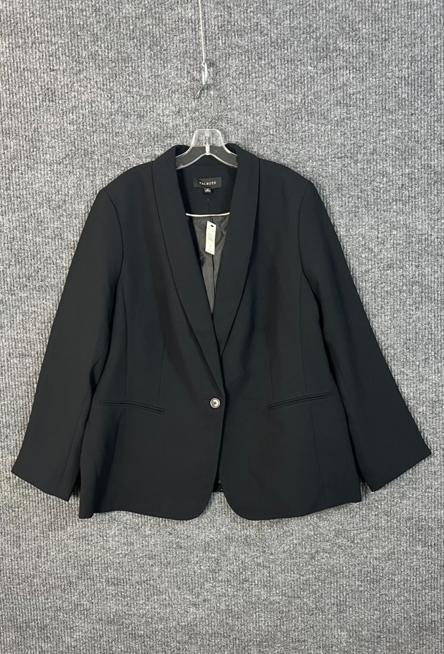 Talbots Blazer Jacket Women Plus Size 20 Black Single Button Lined Office Career